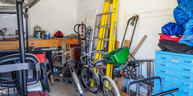 cluttered garage